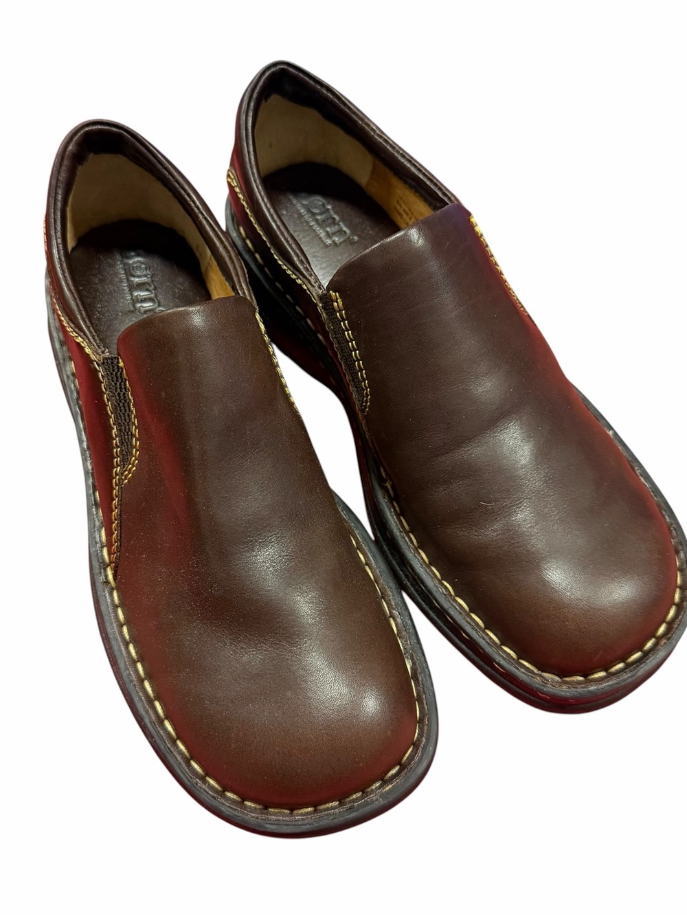 Born Women's Brown Leather Slip-On Loafers